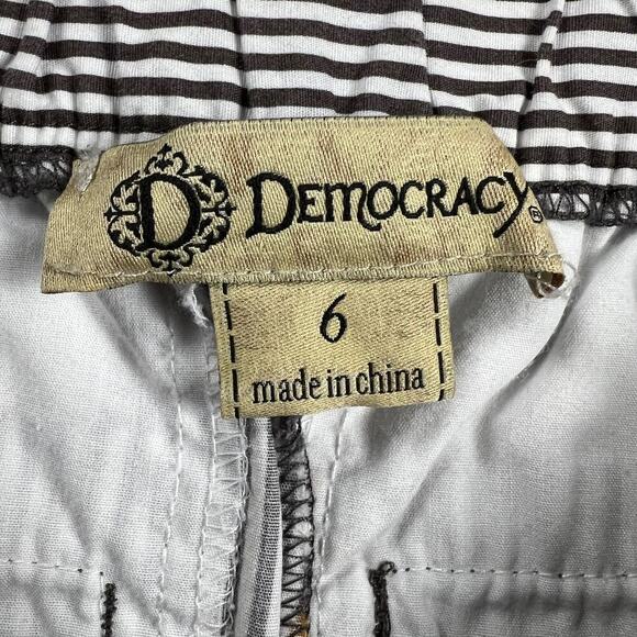 Democracy Wide Leg Raw Hem Cotton Pinstripe Floral Summer Pants Size 6 - Picture 3 of 10